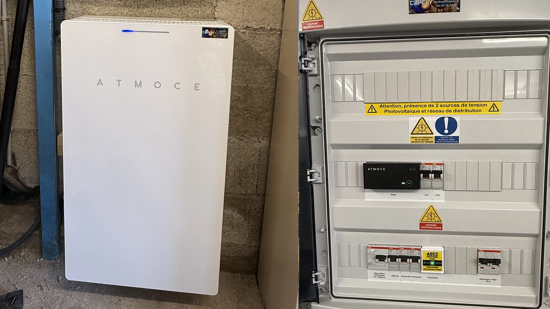 Installation tableau + batterie Atmoce de 7kWh